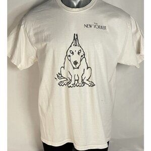Vintage The New Yorker Cartoon Dog T Shirt White Mens Large Front Back Graphic